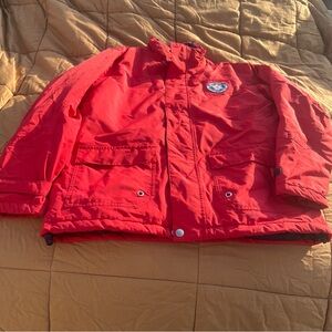 Jean Paul Red Nylon Jesse Jacket Navy Fleece Lined Size XL